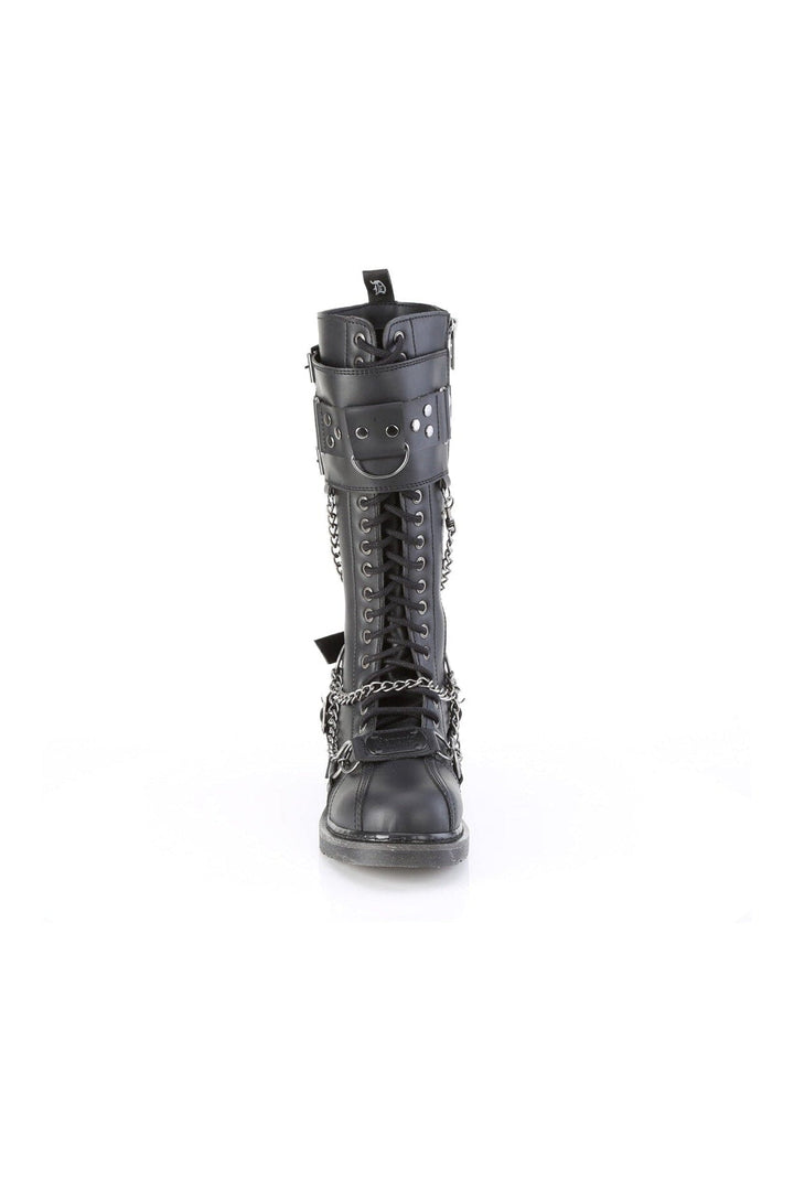 BOLT-415 Black Vegan Leather Combat Boot