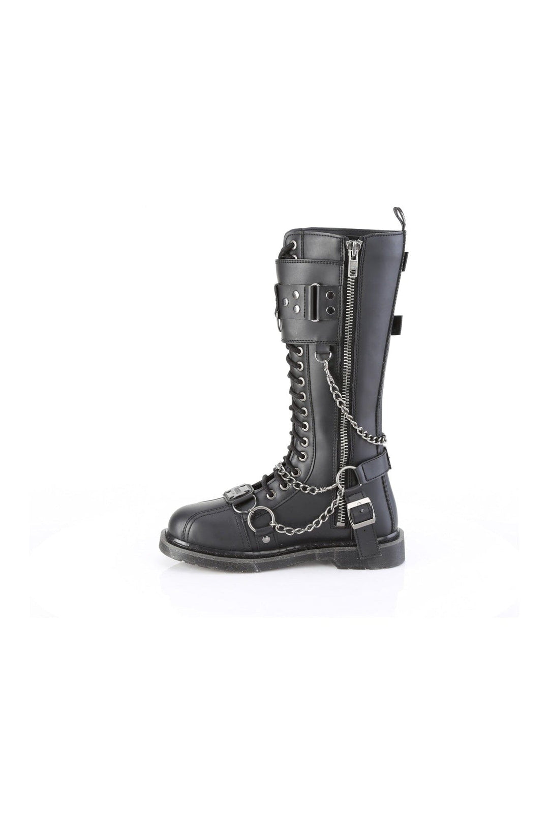 Demonia BOLT-415 Black Vegan Leather Combat Boot in Black Vegan Leather