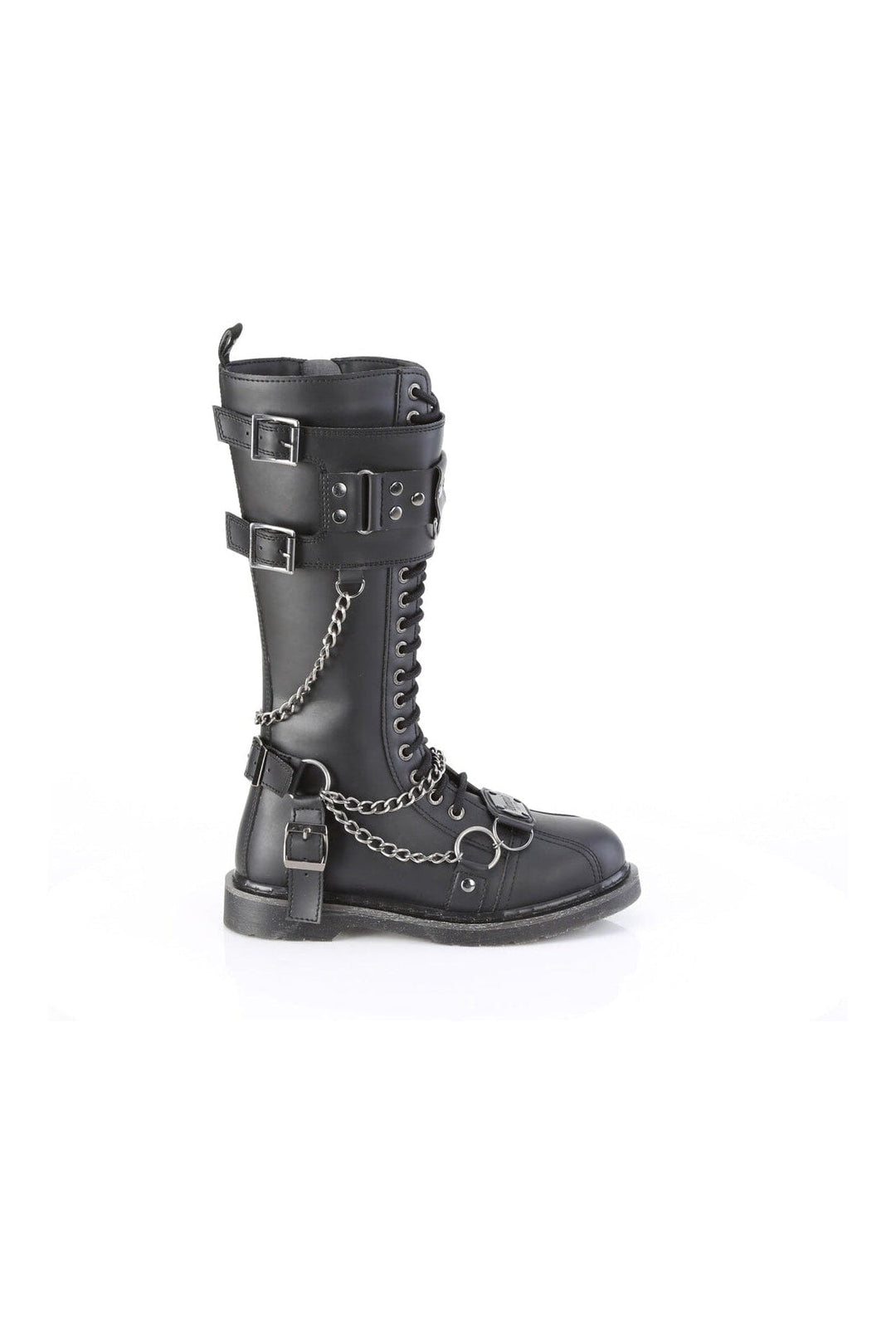 Demonia BOLT-415 Black Vegan Leather Combat Boot in Black Vegan Leather