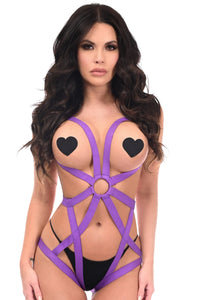 Daisy Corsets BOXED Purple Stretchy Body Harness Bodysuit w/Silver Hardware in Purple  from SexyShoes.com