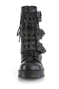 Demonia BRATTY-118 Black Vegan Leather Ankle Boot in Black Vegan Leather