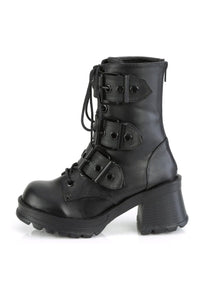 Demonia BRATTY-118 Black Vegan Leather Ankle Boot in Black Vegan Leather