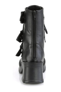 Demonia BRATTY-118 Black Vegan Leather Ankle Boot in Black Vegan Leather