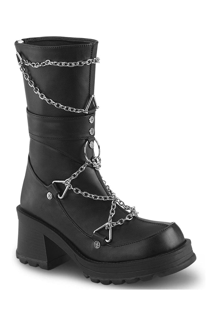 BRATTY-120 Black Vegan Leather Knee boot