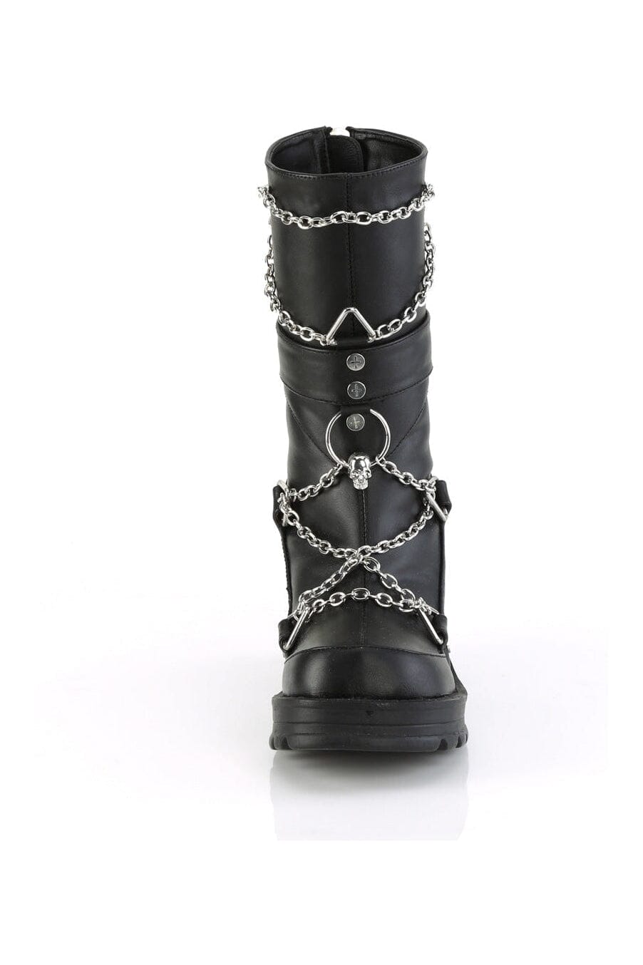 Demonia BRATTY-120 Black Vegan Leather Knee boot in Black Vegan Leather