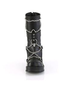 Demonia BRATTY-120 Black Vegan Leather Knee boot in Black Vegan Leather