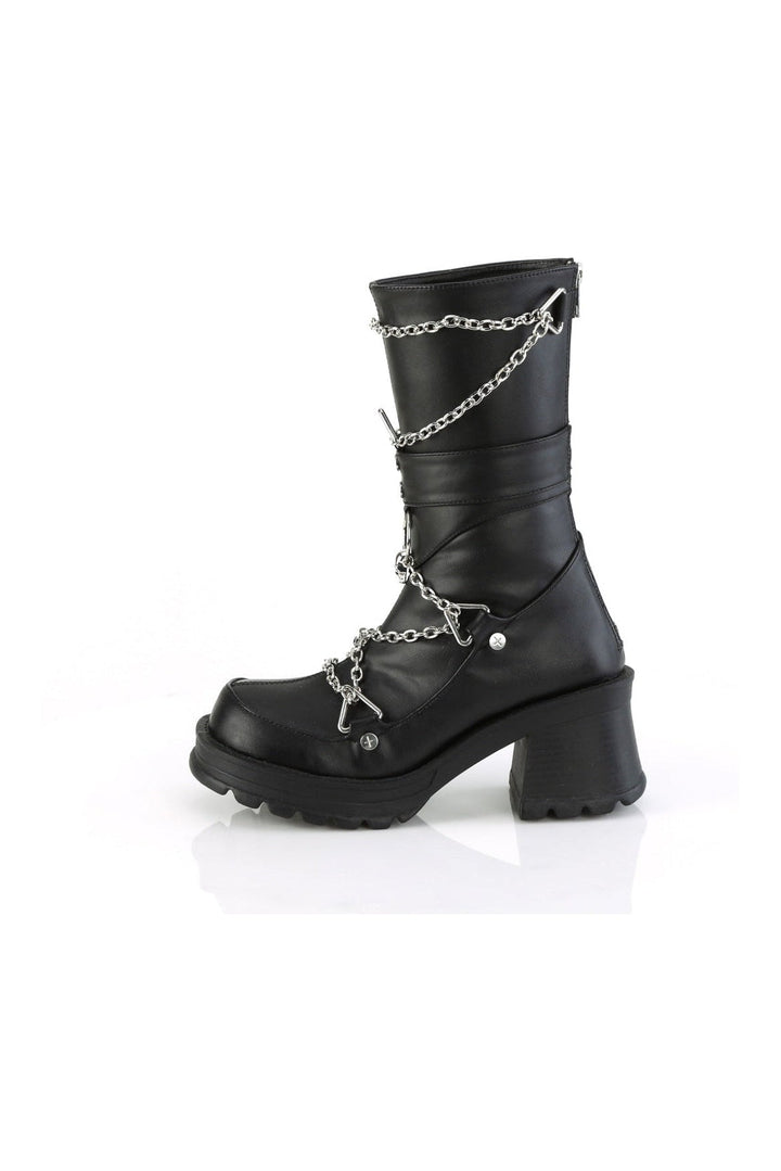 BRATTY-120 Black Vegan Leather Knee boot
