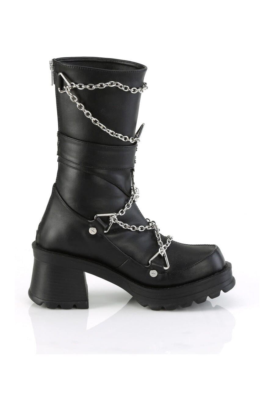 Demonia BRATTY-120 Black Vegan Leather Knee boot in Black Vegan Leather