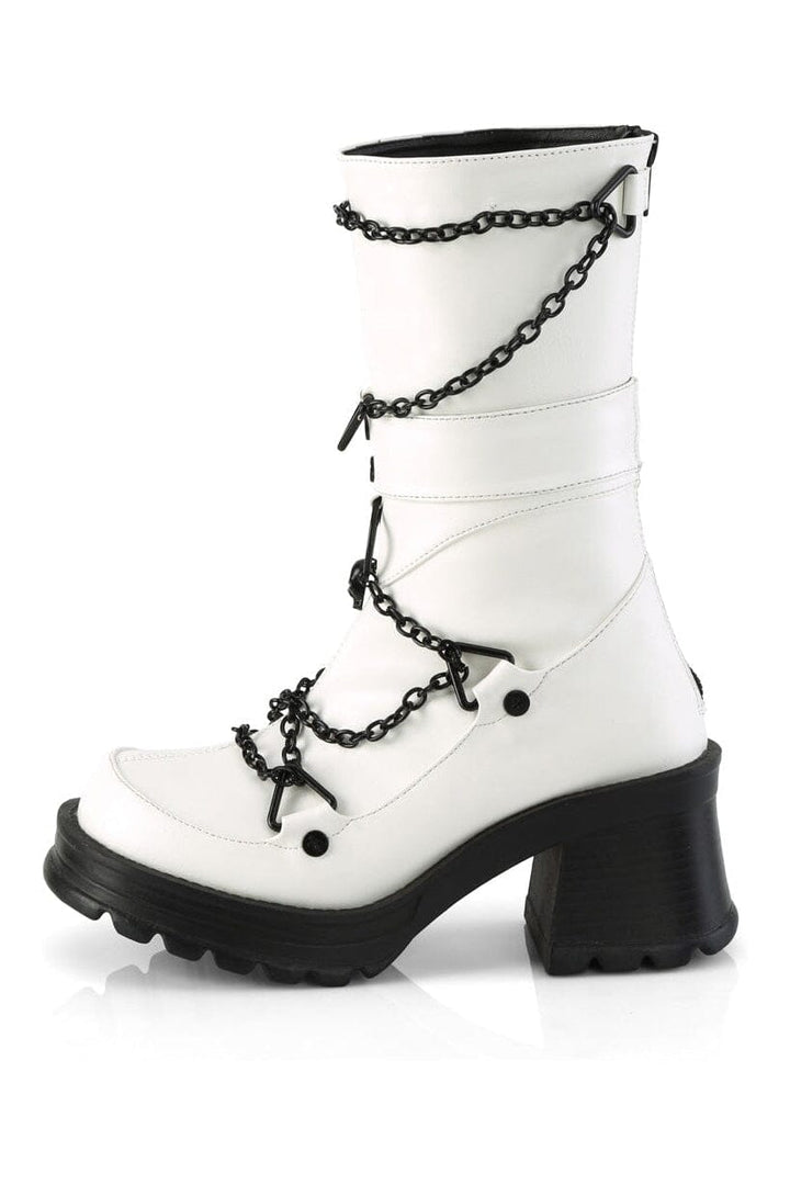 BRATTY-120 White Vegan Leather Knee boot