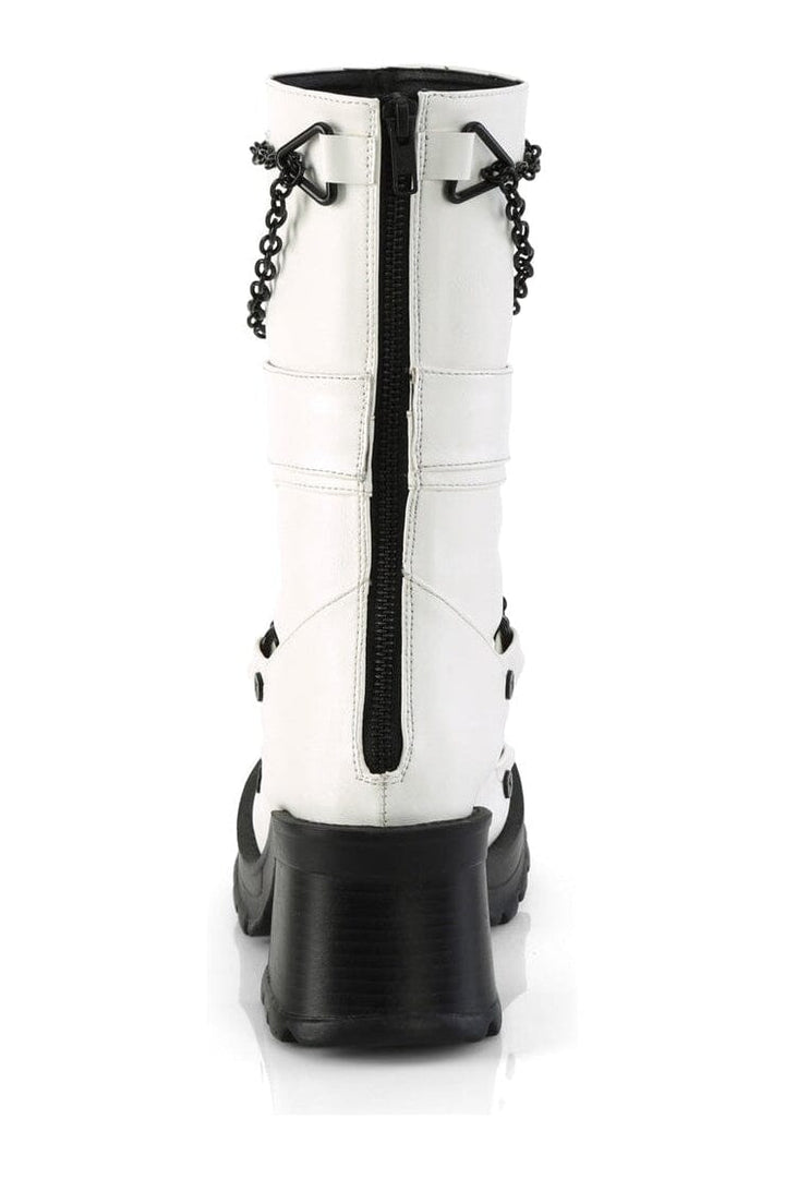 BRATTY-120 White Vegan Leather Knee boot