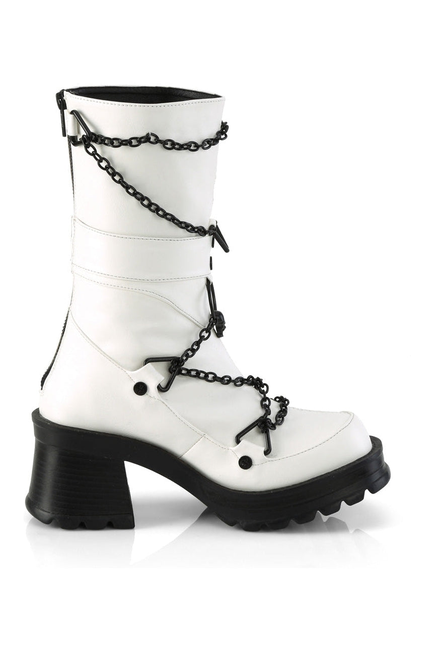 BRATTY-120 White Vegan Leather Knee boot