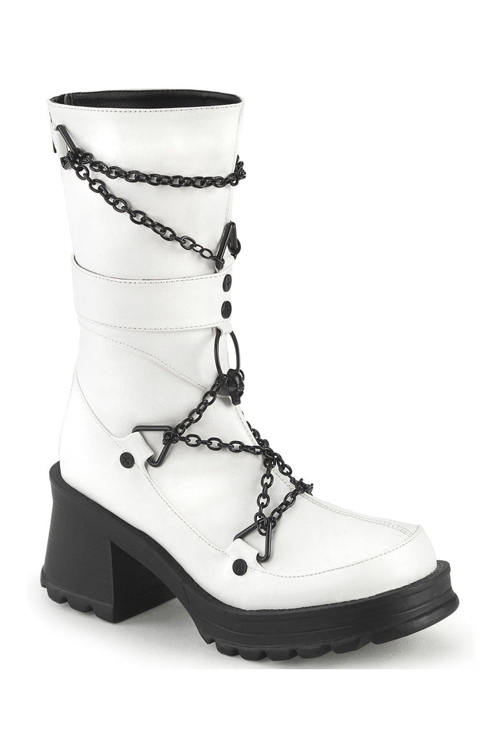 BRATTY-120 White Vegan Leather Knee boot