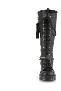 Demonia BRATTY-206 Black Vegan Leather Knee Boot in Black Vegan Leather