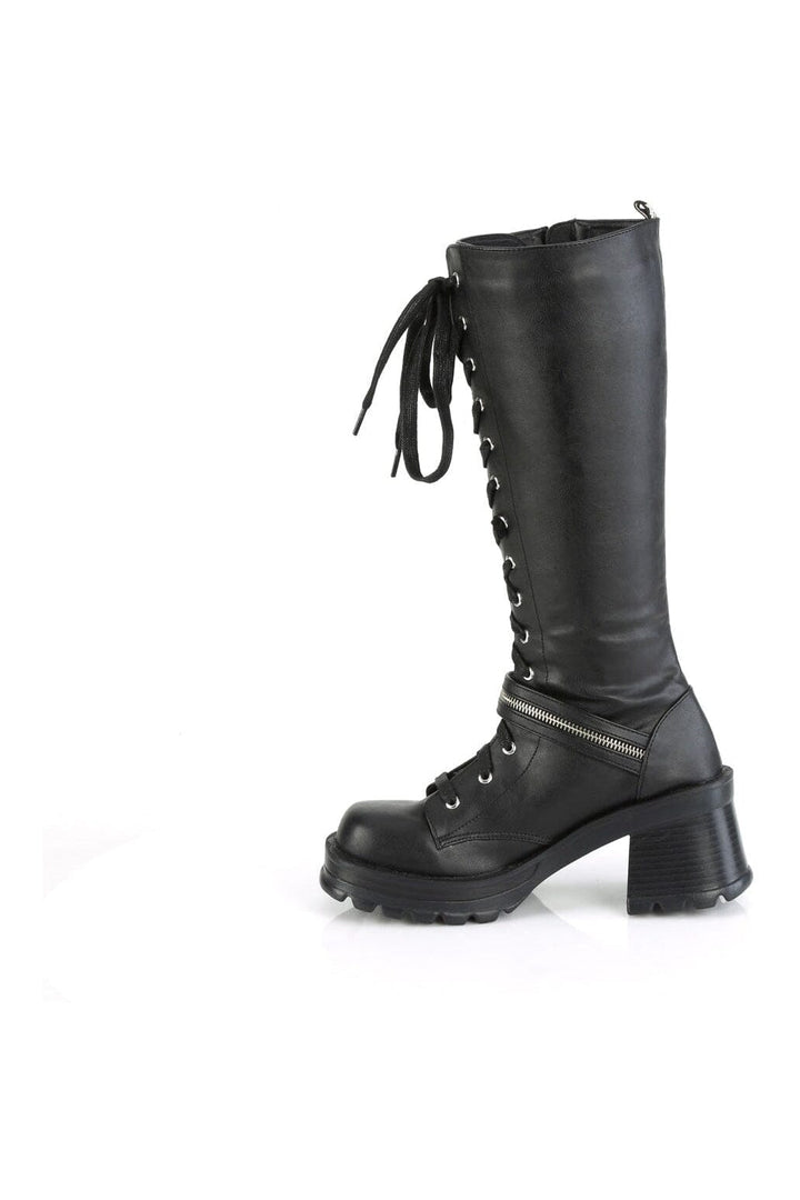 BRATTY-206 Black Vegan Leather Knee Boot