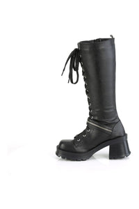 Demonia BRATTY-206 Black Vegan Leather Knee Boot in Black Vegan Leather