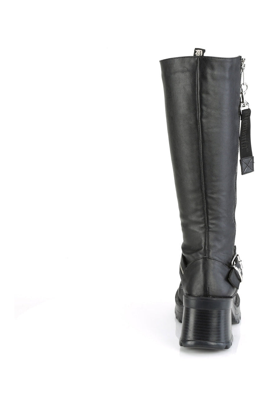 BRATTY-206 Black Vegan Leather Knee Boot