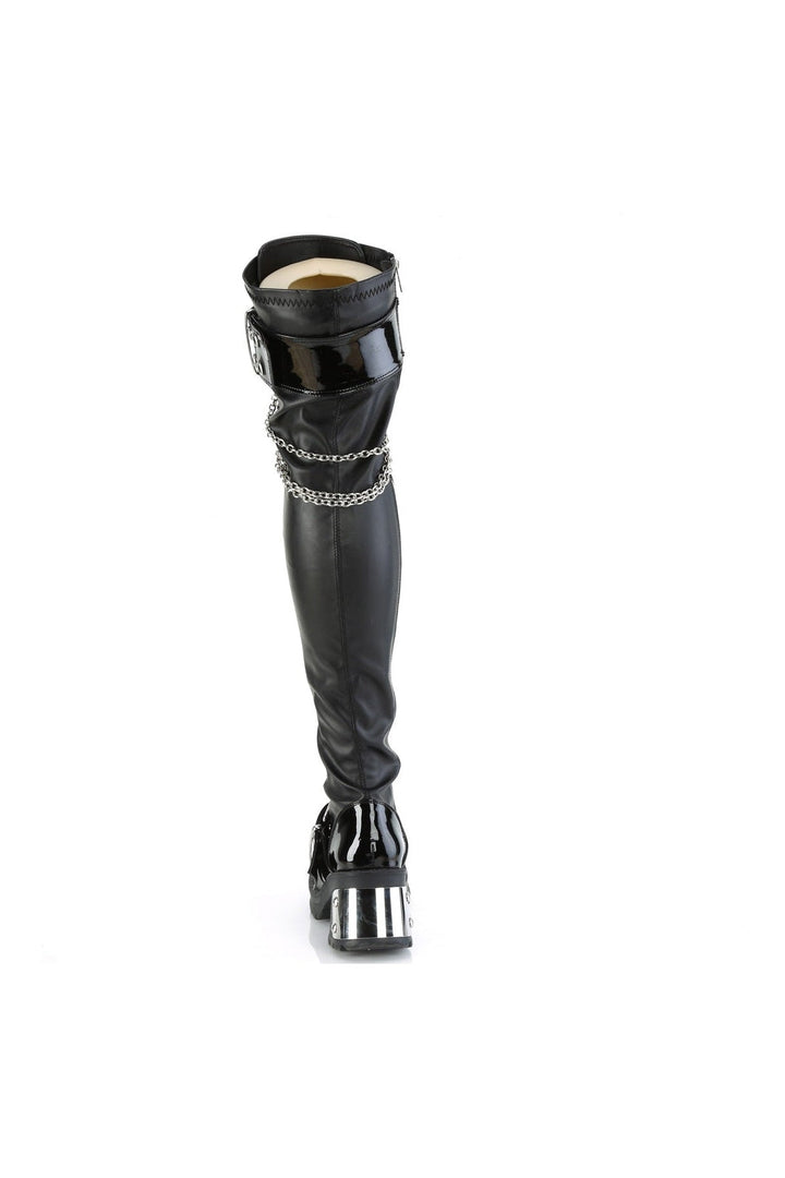 BRATTY-304 Black Vegan Leather Thigh Boot