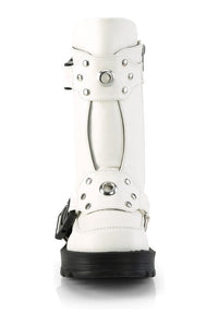 Demonia BRATTY-56 White Vegan Leather Ankle Boot in White Vegan Leather