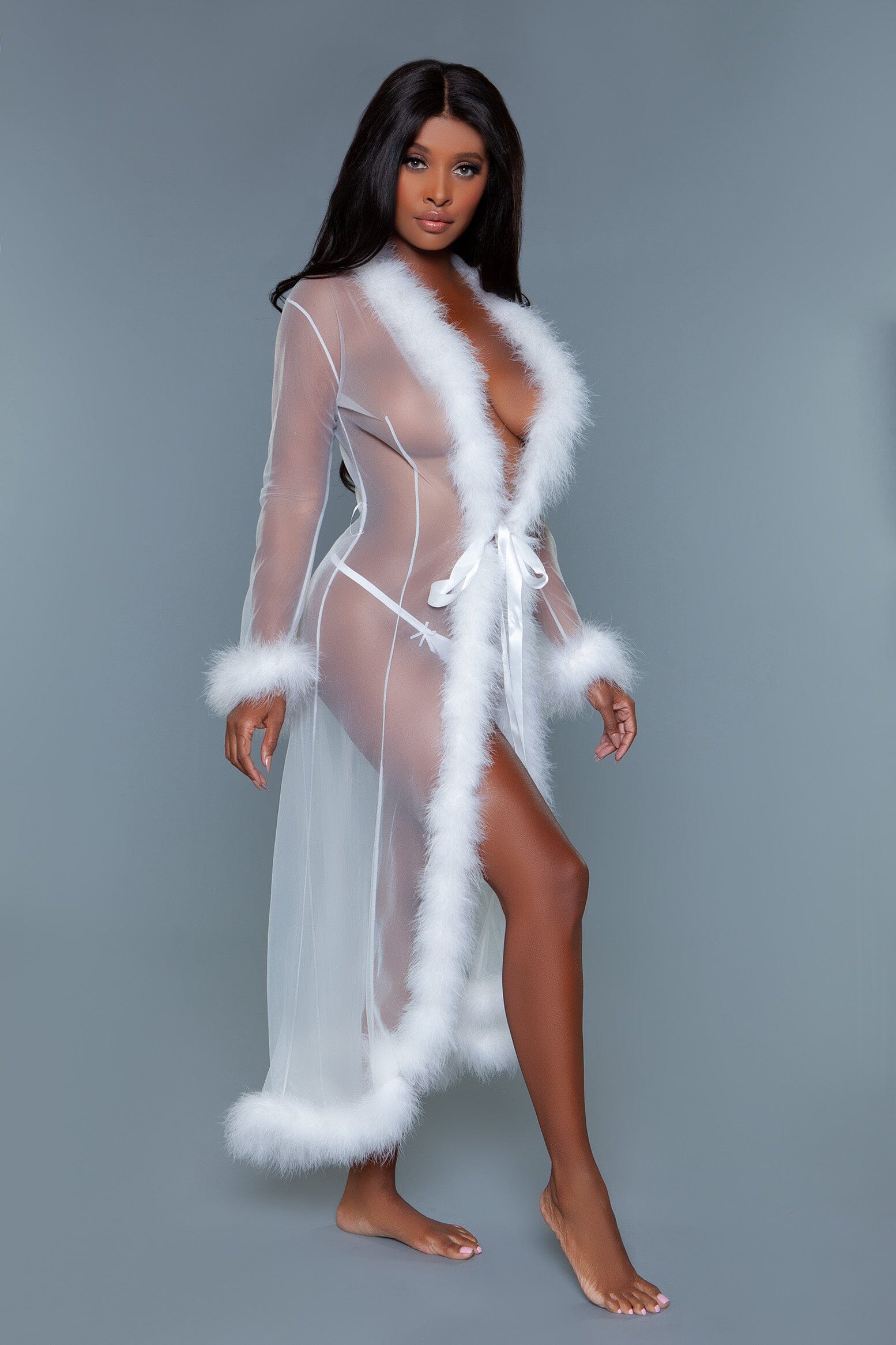 Marabou Full Robe-Gowns + Robes-SEXYSHOES.COM