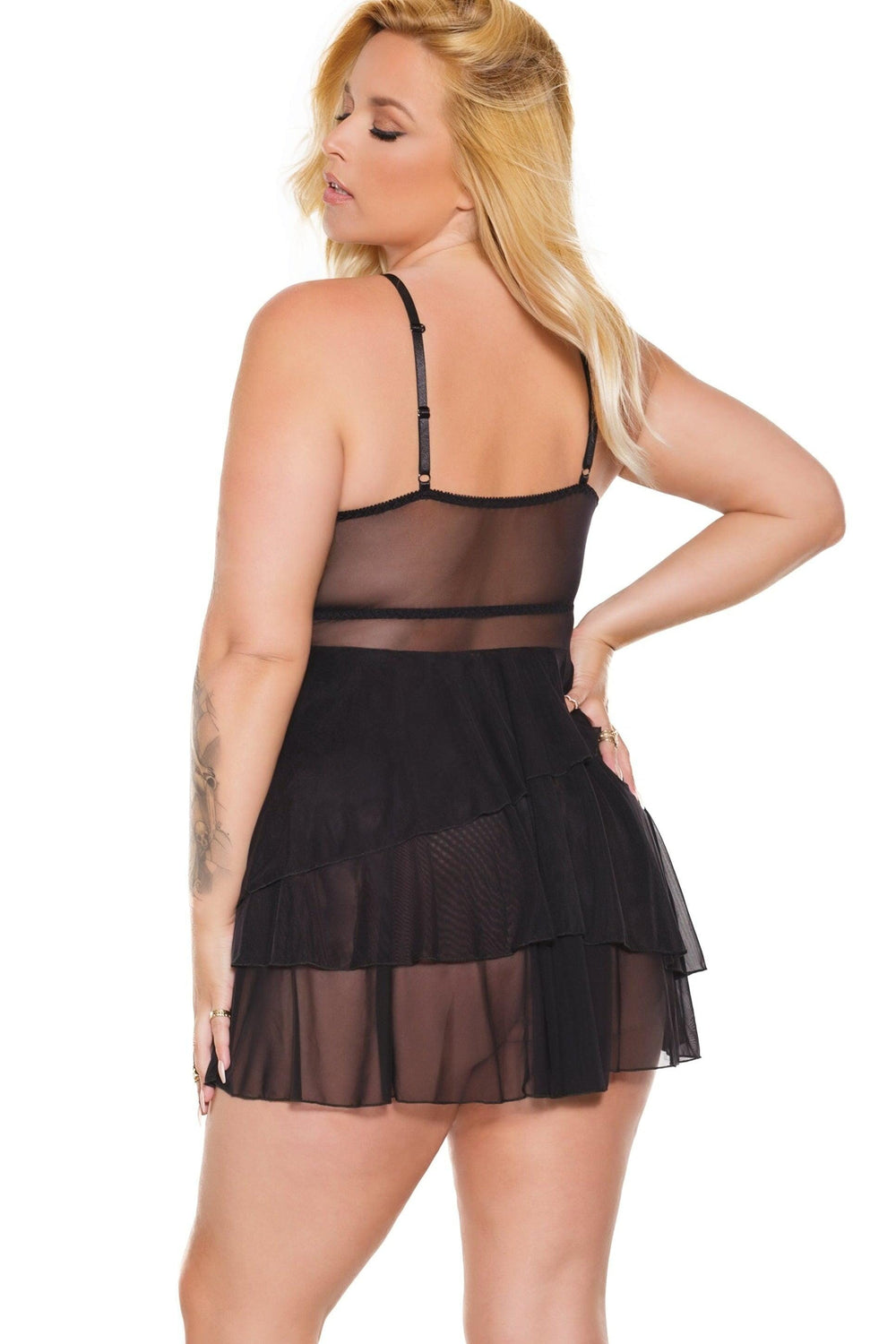 Babydoll & G-string with Ruffle Details-Babydolls-SEXYSHOES.COM