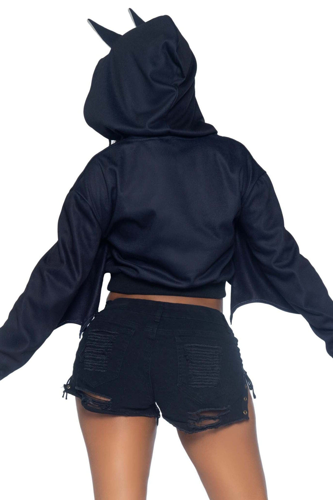 Leg Avenue Bat Cropped Hoodie in Black 