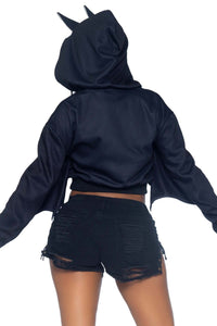 Leg Avenue Bat Cropped Hoodie in Black 