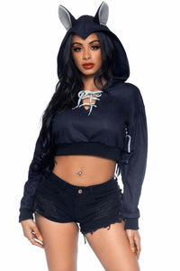 Leg Avenue Bat Cropped Hoodie in Black 