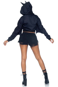Bat Cropped Hoodie-Animal Costumes-SEXYSHOES.COM