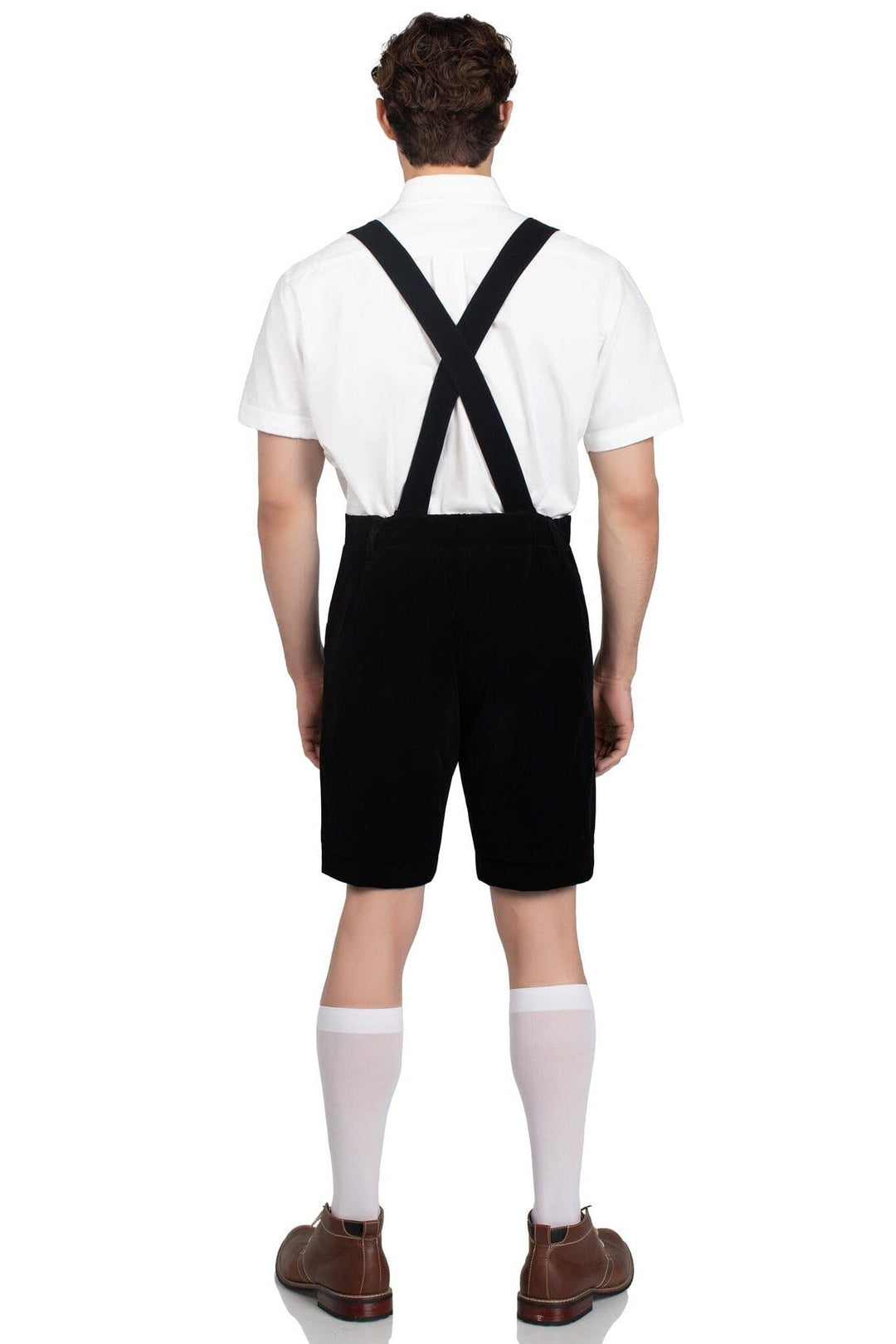 Bavarian Lederhosen Embroidered Stretch Velveteen, Bib Suspenders-Beer Girl Costumes-SEXYSHOES.COM