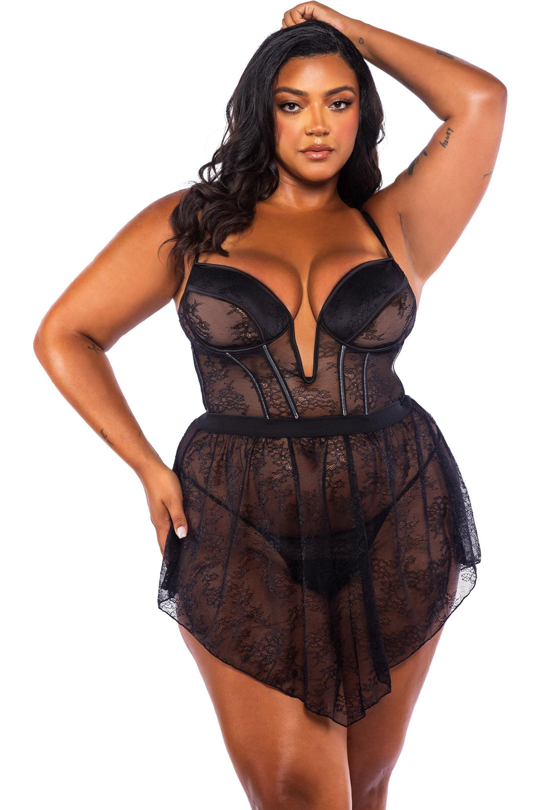 Roma Confidential Belle Noir 3 Piece Garter Skirt Set in Black  from SexyShoes.com