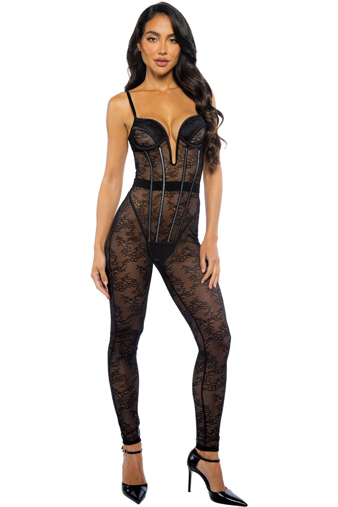 Belle Noir Catsuit-Fetish Catsuits-SEXYSHOES.COM