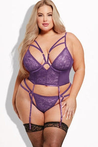 House of Desire Bianca 2 Pc Bustier & G String Set in Purple  from SexyShoes.com