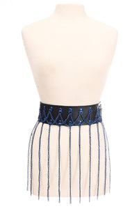 Daisy Corsets Black Faux Leather & Blue Metallic Chain Fringe Skirt in Blue  from SexyShoes.com