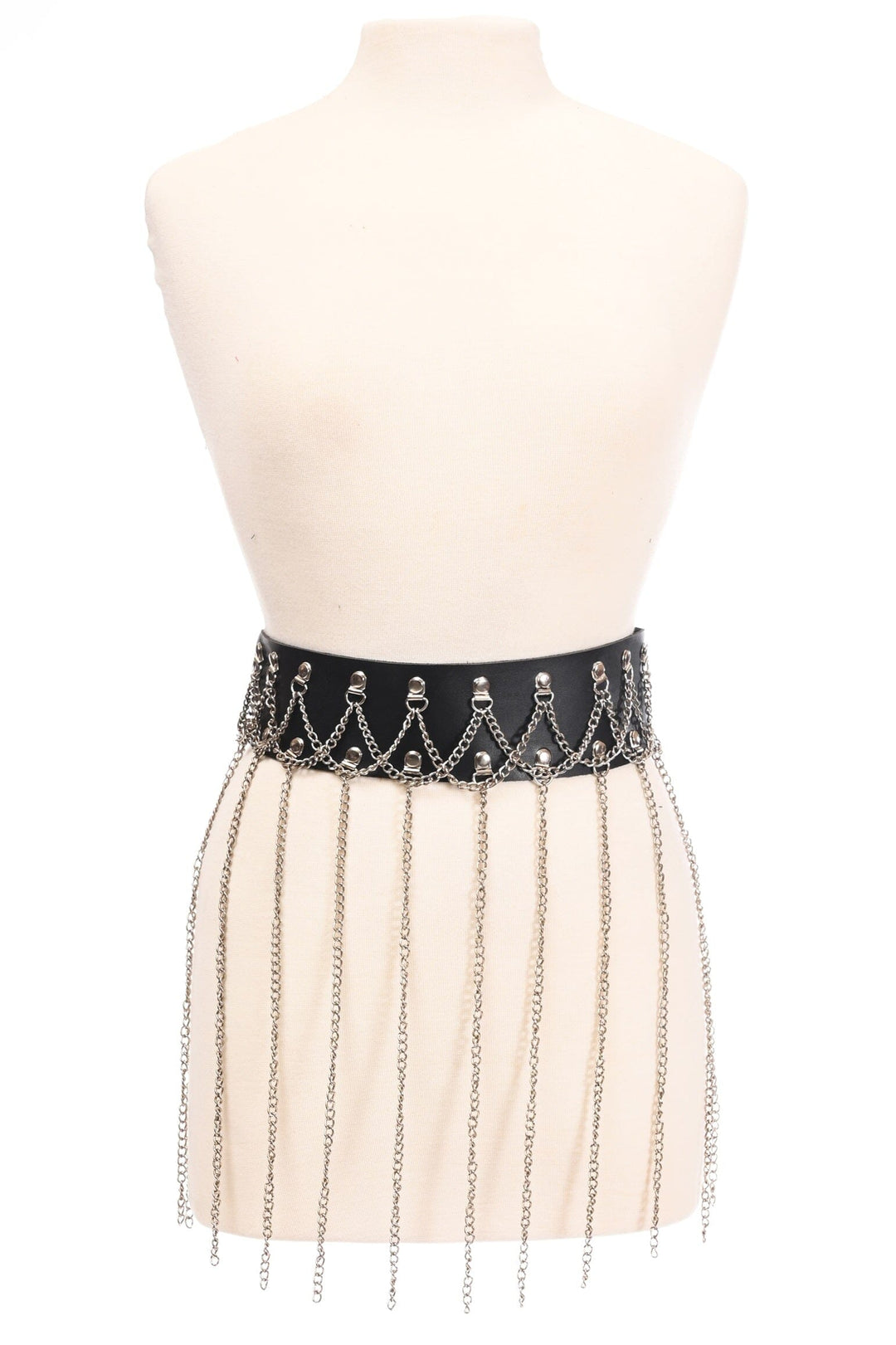Daisy Corsets Black Faux Leather & Silver Chain Fringe Skirt in Black  from SexyShoes.com