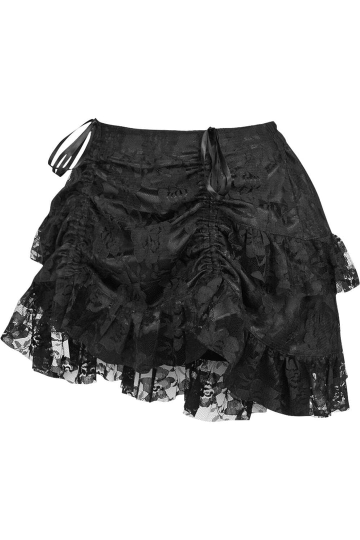 Black Lace Ruched Bustle Skirt