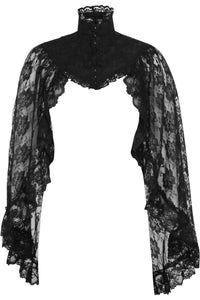 Black Lace Sleeved Bolero Jacket-Cape + Bolero-SEXYSHOES.COM