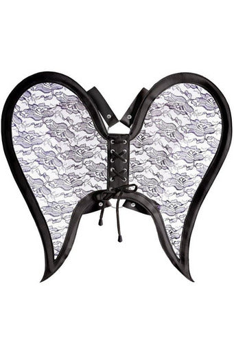 Black/Black Faux Leather & Lace Angel Wing Body Harness