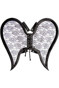 Daisy Corsets Black/Black Faux Leather & Lace Angel Wing Body Harness in Black 