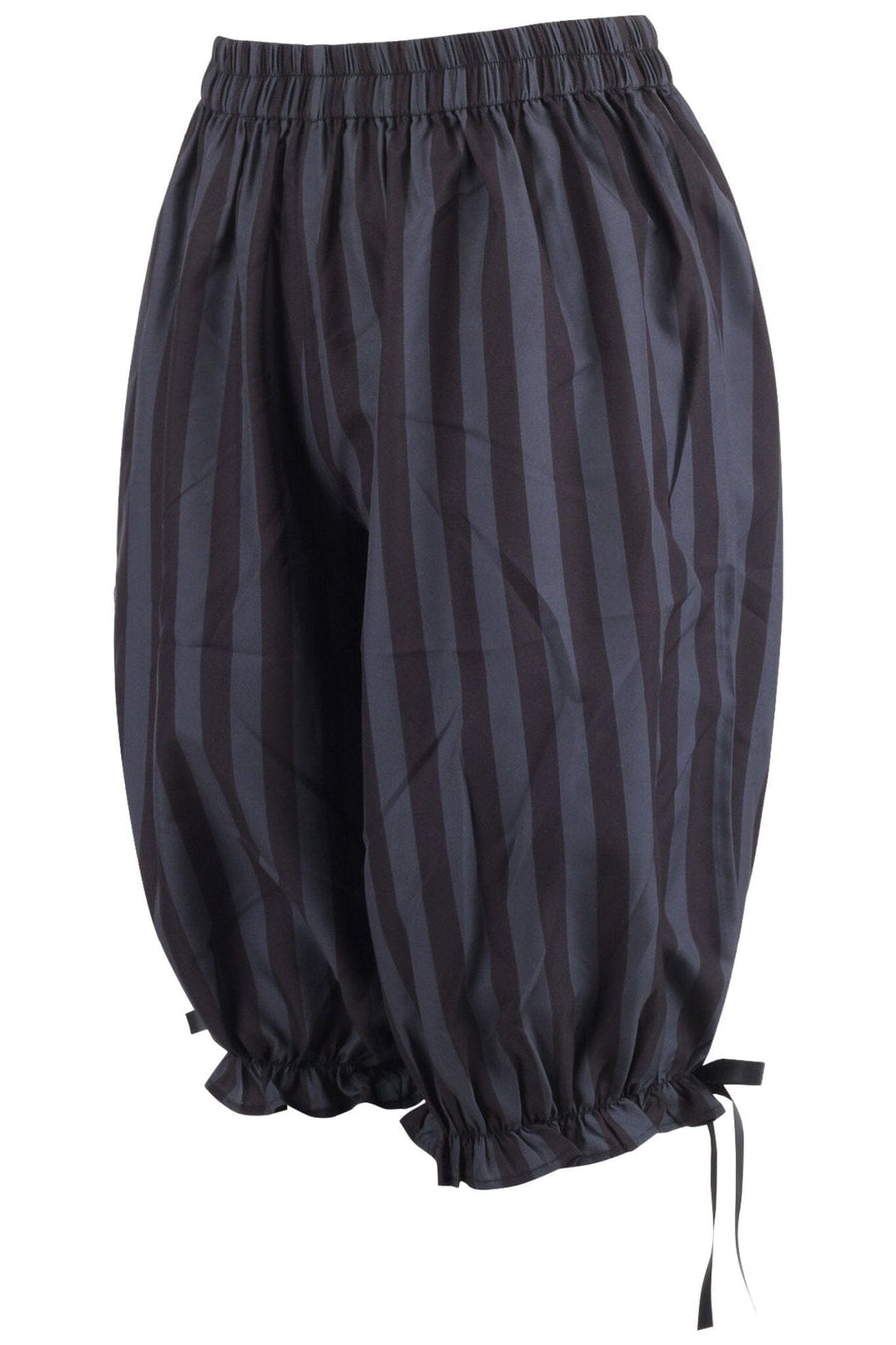Black/Dark Grey Striped Crepe Long Bloomers