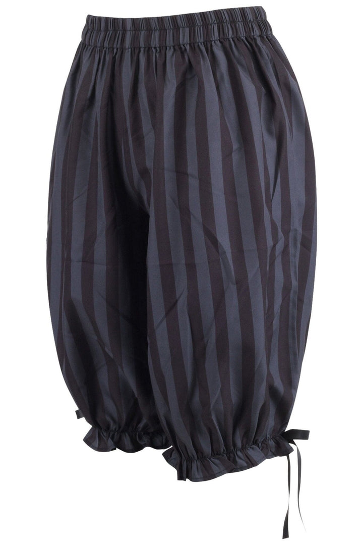 Black/Dark Grey Striped Crepe Long Bloomers