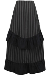 Daisy Corsets Black/Grey Stripe Adjustable High Low Skirt in Black 