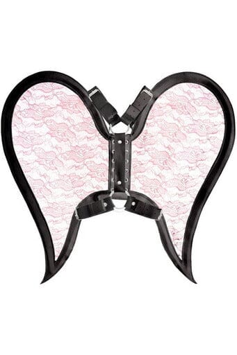 Daisy Corsets Black/Pink Faux Leather & Lace Angel Wing Body Harness in Pink  from SexyShoes.com