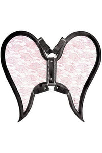 Daisy Corsets Black/Pink Faux Leather & Lace Angel Wing Body Harness in Pink  from SexyShoes.com
