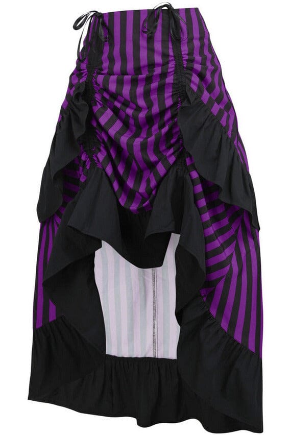 Daisy Corsets Black/Purple Stripe Adjustable High Low Skirt in Black 
