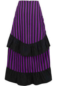 Daisy Corsets Black/Purple Stripe Adjustable High Low Skirt in Black 