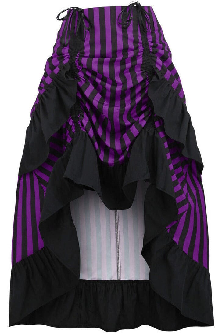 Daisy Corsets Black/Purple Stripe Adjustable High Low Skirt in Black  from SexyShoes.com