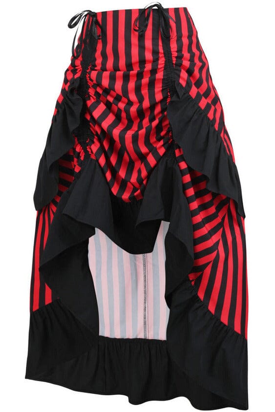 Daisy Corsets Black/Red Stripe Adjustable High Low Skirt in Red 
