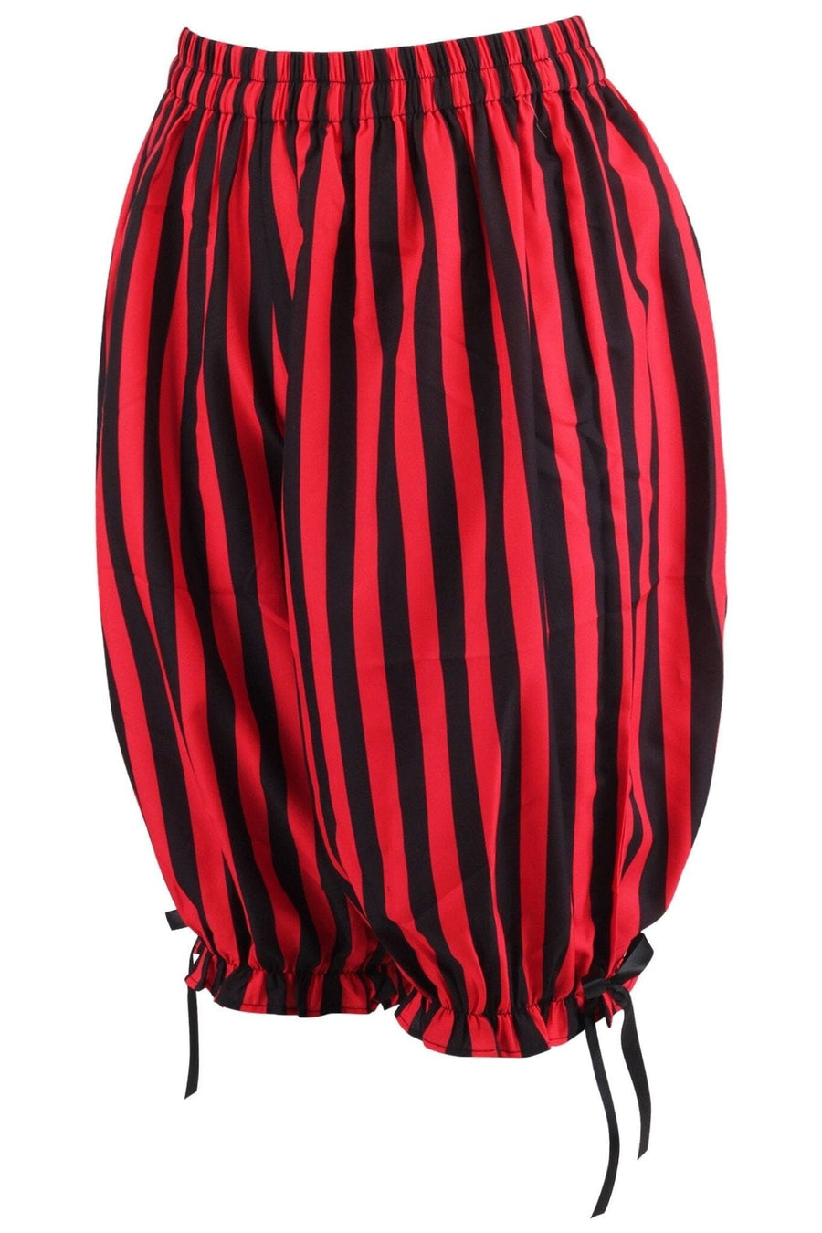Black/Red Striped Crepe Long Bloomers