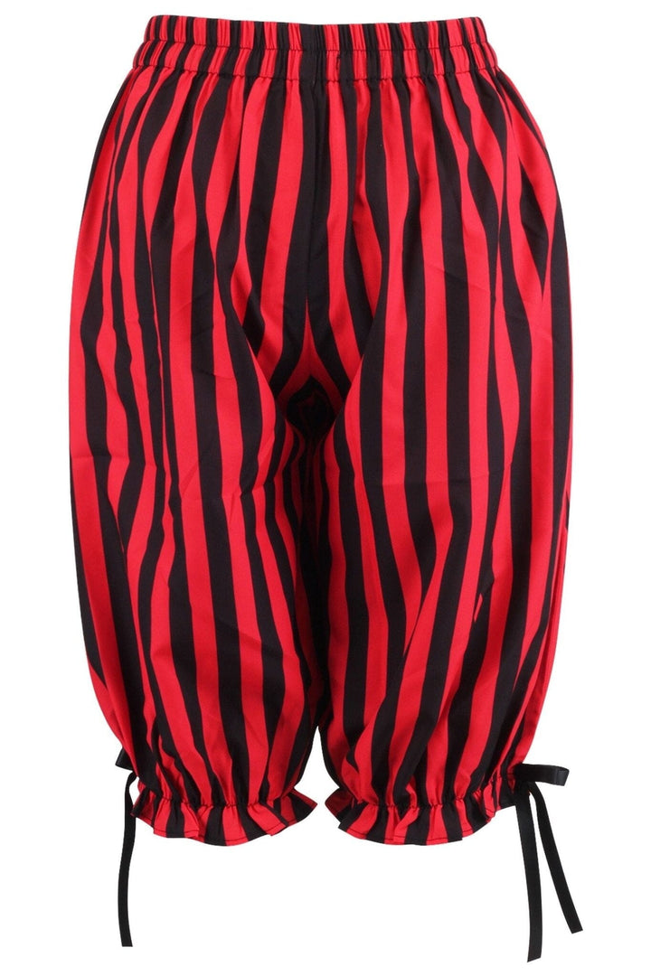 Black/Red Striped Crepe Long Bloomers