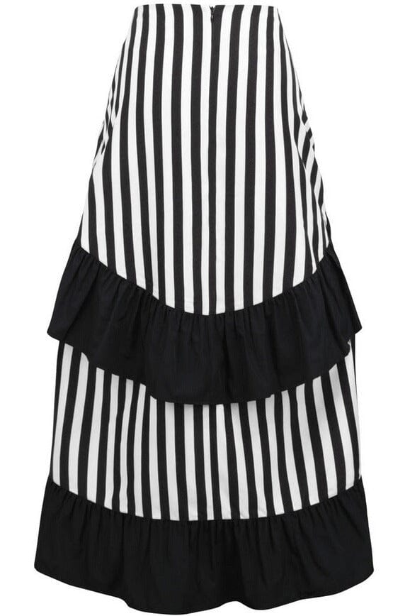 Black/White Stripe Adjustable High Low Skirt